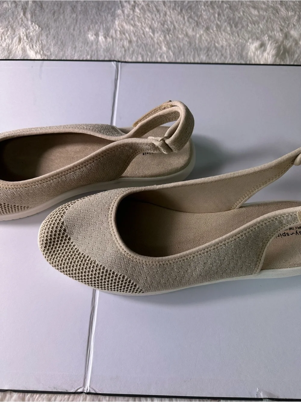 Easy Spirit Beige Knit Slingback Flats